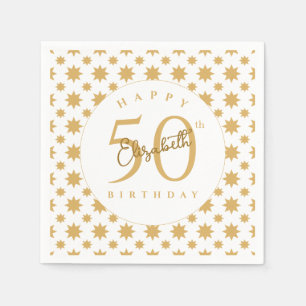 Gold Stars 50. Geburtstag Benutzerdefinierter Name Serviette