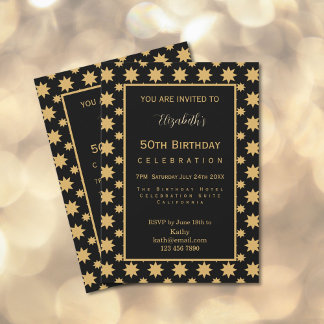 Gold Stars 50. Geburtstag Einladung