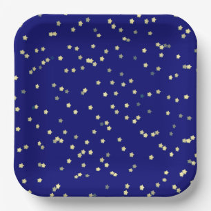 Gold Stars auf blau Pappteller
