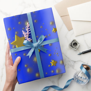 Gold Stars auf Blue Geschenkpapier