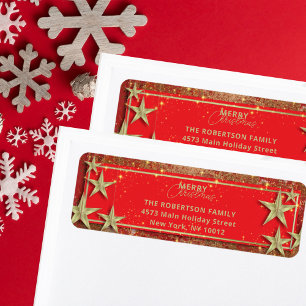 Gold Stars auf dem Etikett der Red Return-Adresse