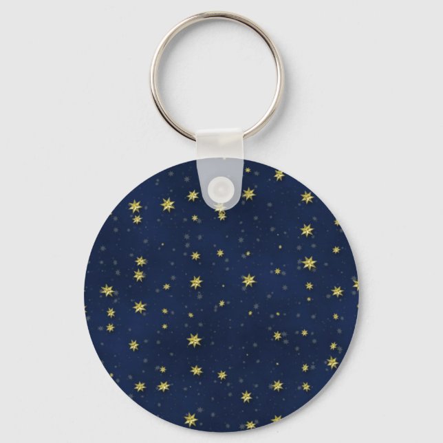 Gold Stars auf der Dark Blue Field Geschenkserie Schlüsselanhänger (Vorderseite)
