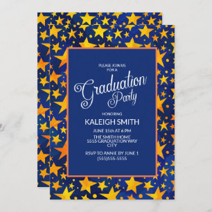 Gold Stars auf der Navy Blue Graduation Party Einladung