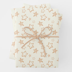 Gold Stars auf Elfenbein Geschenkpapier Set