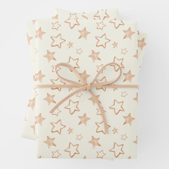 Gold Stars auf Elfenbein Geschenkpapier Set (Beispiel)