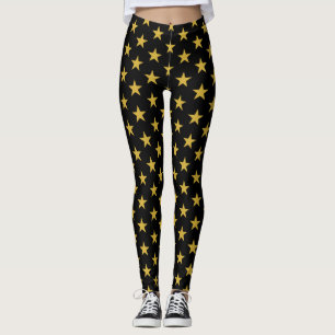 Gold Stars auf schwarzen Leggings