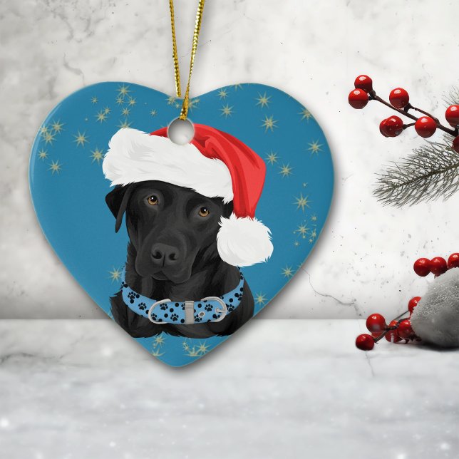 Gold Stars Black Labrador Retriever Weihnachten Keramik Ornament (Von Creator hochgeladen)