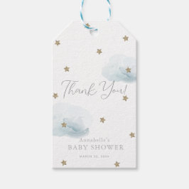 Gold Stars & Blue Clouds Baby Shower Thank You Geschenkanhänger