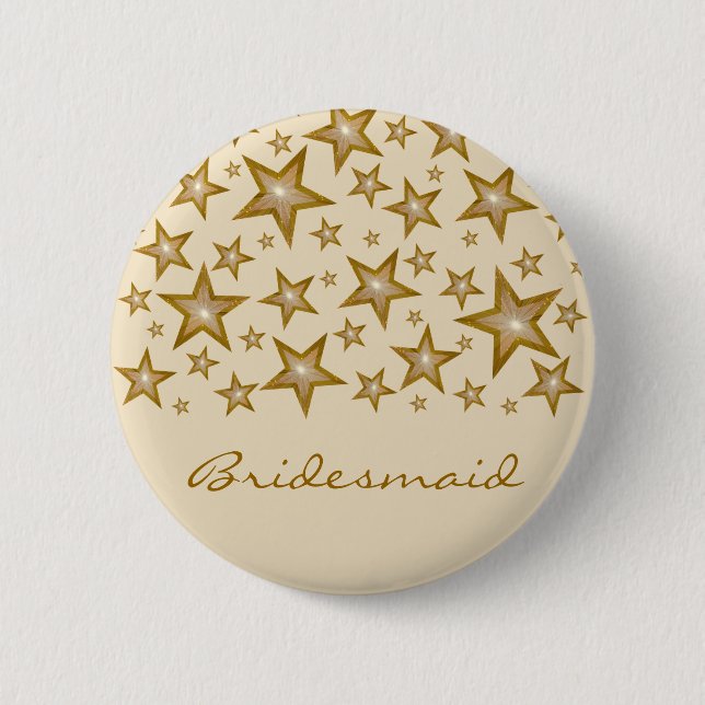 "Gold" Stars "Bridesmaid"-Buttons Button (Vorderseite)