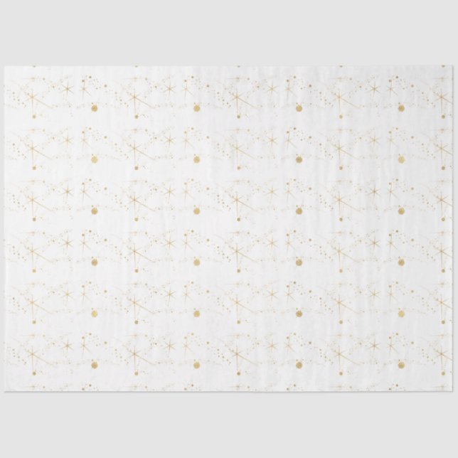 Gold Stars Celestis White Christmas Seidenpapier (Vorderseite)