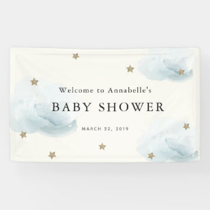 Gold Stars & Clouds Baby Duschbanner Banner