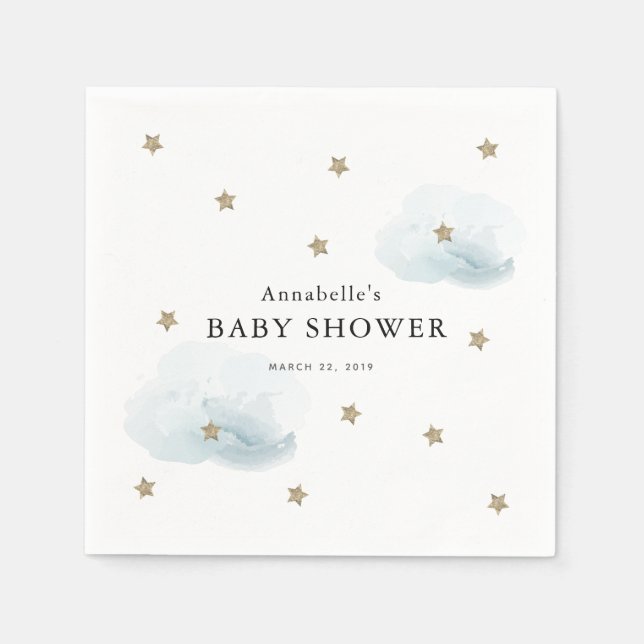 Gold Stars & Clouds Baby Duschpapier Napkins Serviette (Vorderseite)