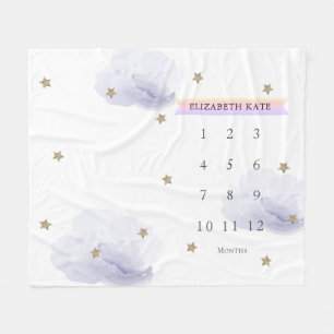 Gold Stars & Clouds Lavendel Monatlicher Meilenste Fleecedecke