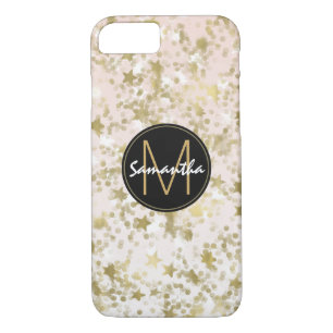 Gold Stars Confetti Peach Monogram Case-Mate iPhone Hülle