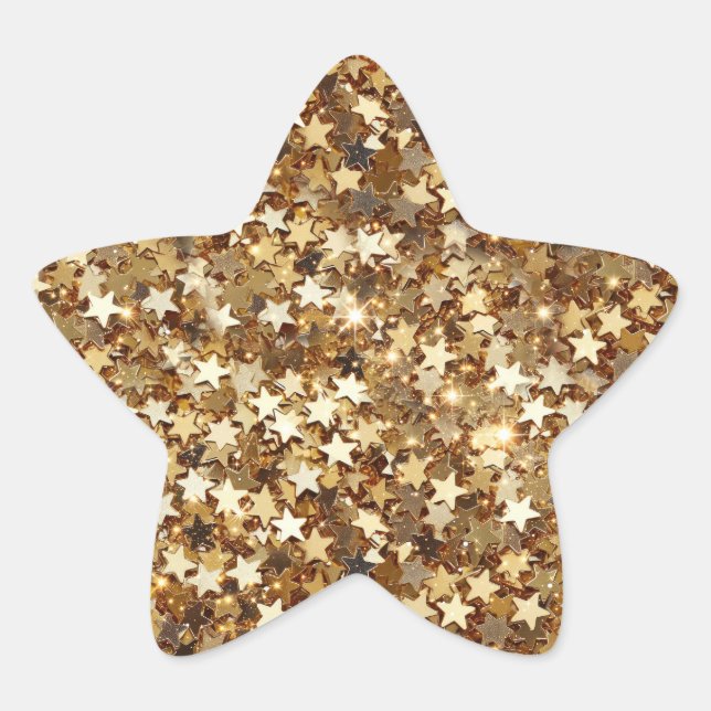 Gold Stars Confetti Stern-Aufkleber (Vorderseite)