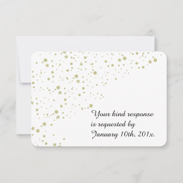 Gold Stars Confetti White Wedding RSVP (Vorderseite)