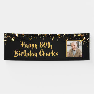 Gold Stars des 80. oder eines beliebigen Geburtsta Banner