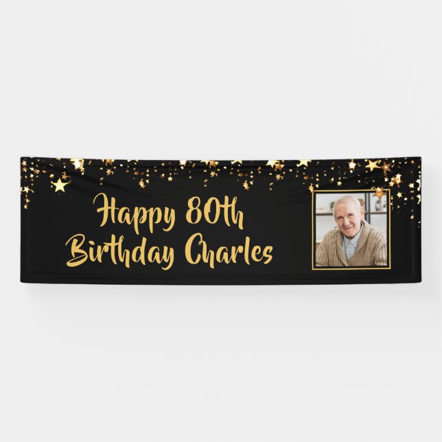 Gold Stars des 80. oder eines beliebigen Geburtsta Banner (Horizontal)