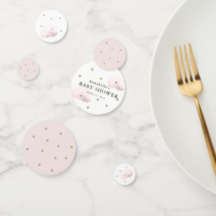 Gold Stars & Fluffy Wolken Pink Baby Showtisch Konfetti