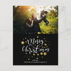 Gold Stars "Frohe Weihnachten" Foto Feiertagspostkarte