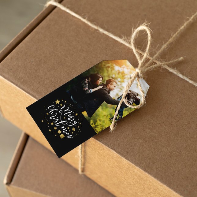 Gold Stars "Frohe Weihnachten" Geschenkanhänger (Von Creator hochgeladen)