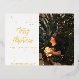 Gold Stars | Frohe Weihnachten und Neues Jahr | Be Folien Feiertagspostkarte