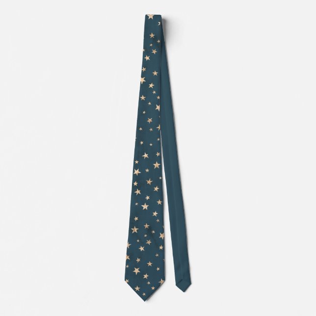 Gold Stars Galaxy Blue Neck Tie Krawatte (Vorderseite)