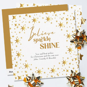 Gold Stars glauben Sparkle Shine Einfaches Elegant Feiertagskarte