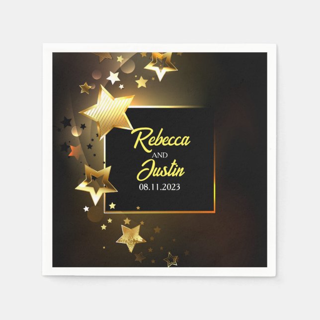 Gold Stars glühen Serviette (Vorderseite)