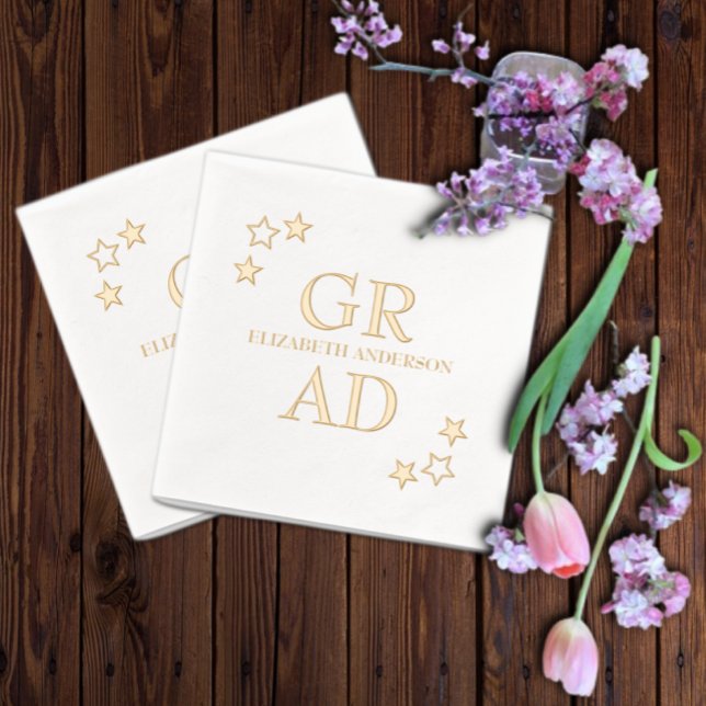 Gold Stars Grad Servietten Mit Folie (Von Creator hochgeladen)