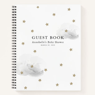 Gold Stars & Gray Clouds Baby Showbook Notizbuch