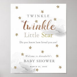 Gold Stars & Gray Clouds Kinderdusche willkommen Poster