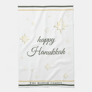 Gold Stars   Happy Hanukkah   INDIVIDUELLE NAME Geschirrtuch