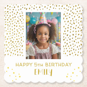Gold Stars Imitate Glitzer Geburtstag Kinder Foto Untersetzer