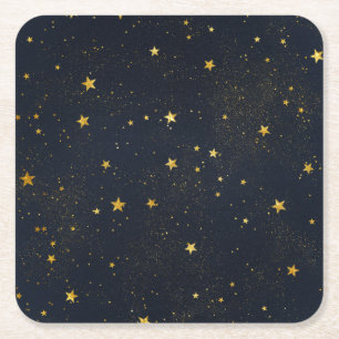 Gold Stars in der nächtlichen Luft Rechteckiger Pappuntersetzer