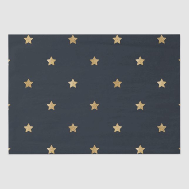 Gold Stars in Mitternachtschwarz Seidenpapier (Vorderseite)