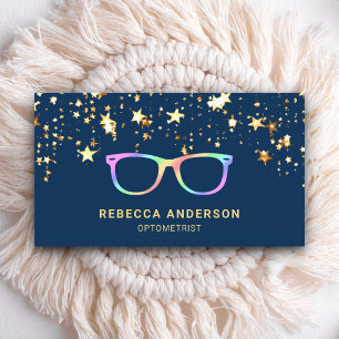 Gold Stars Konfetti Regenbogen Brille Optiker Visitenkarte