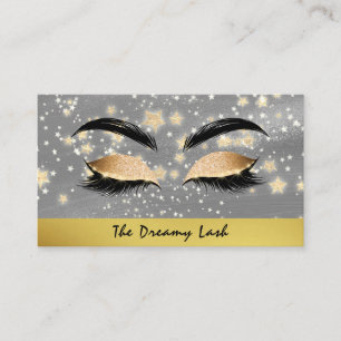 *~* Gold Stars Lashes Brows Extensions Girly Visitenkarte
