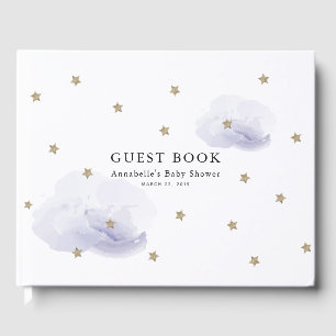 Gold Stars & Lavender Clouds Baby Dusche Gästebuch