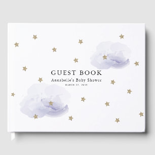 Gold Stars & Lavender Clouds Baby Dusche Gästebuch