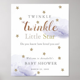 Gold Stars & Lavender Clouds Baby Dusche Willkomme Poster