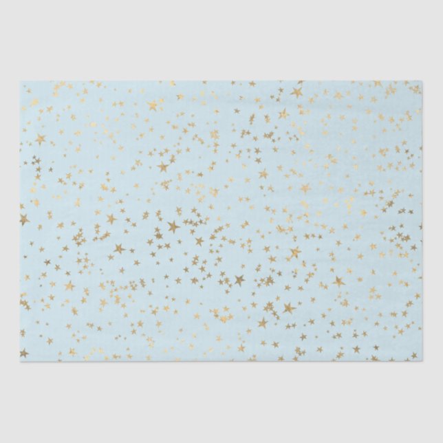 Gold Stars Light Blue Seidenpapier (Vorderseite)