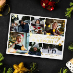 Gold Stars Merry & Bright 7 Fotos Folien Feiertagskarte<br><div class="desc">Merry & Bright Weihnachts-Fotokarte mit sieben Fotos, goldenen Sternen und goldenem Folientext. Weihnachtskarte in Weiß und Gold mit fröhlichem & hellen Druck in Goldfolie und vielen goldenen Sternen in verschiedenen Größen. Eine fröhliche und helle Fotokarte personalisiert mit Ihrem Nachnamen, dem Jahr und vielen Fotos, die Ihren Freunden und Verwandten einen...</div>
