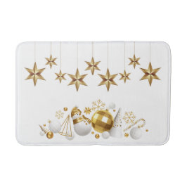 Gold Stars mit Gold und White Christmas Ornaments Badematte