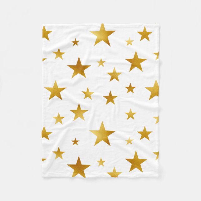 Gold Stars Modern White Fleecedecke (Vorderseite)