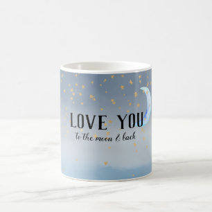 Gold Stars Moon Blue Ombre Kaffeetasse