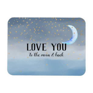 Gold Stars Moon Blue Ombre Magnet