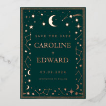 Gold Stars Moon Celestial Save the Date