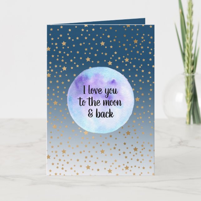 Gold Stars Moon Karte (Vorderseite)