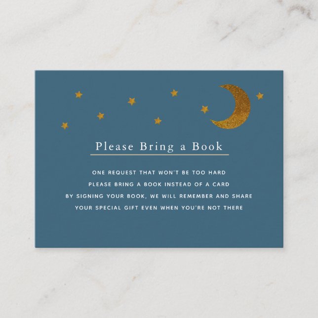Gold Stars & Moon Navy Bringen Sie bitte eine Book Begleitkarte (Vorderseite)
